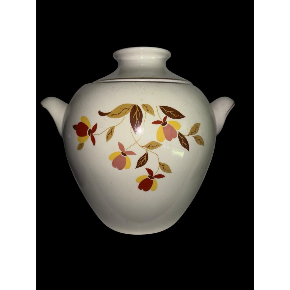Hall Autumn Leaf Zeisel Style Big Ear Cookie Jar with Lid Vintage MCM Gold Rim